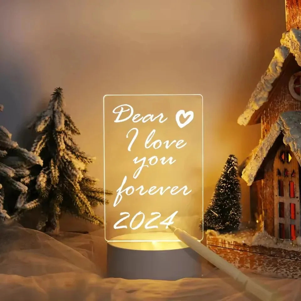DIY Notepad LED Drawing Board Glowing Acrylic Message Board With Pen Erasable Children's Drawing Letter Message Board Night Lamp